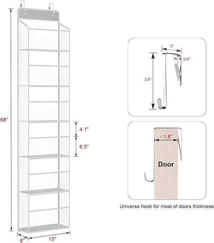 KEEGH Over Door Hanging Yarn Storage Organizer, Knitting and Crochet Storage Organizer with 5 Layer Clear Compartments, Hanging Yarn Ball Storage for Crochet Hooks, Knitting Needles, Yarn Balls in Saudi Arabia