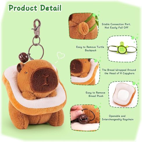 achwishap 2pcs capybara plush keykain ، keychain capybara capybara محشو بالحيوان ، ناعم capybara plush toys سلسلة مفاتيح ، Kawaii plushie ألعاب محشوة للأطفال البالغين عيد ميلاد (سلحفاة ، قبعة الفراولة) in Kuwait