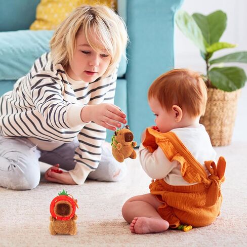 achwishap 2pcs capybara plush keykain ، keychain capybara capybara محشو بالحيوان ، ناعم capybara plush toys سلسلة مفاتيح ، Kawaii plushie ألعاب محشوة للأطفال البالغين عيد ميلاد (سلحفاة ، قبعة الفراولة) in Kuwait
