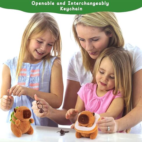 achwishap 2pcs capybara plush keykain ، keychain capybara capybara محشو بالحيوان ، ناعم capybara plush toys سلسلة مفاتيح ، Kawaii plushie ألعاب محشوة للأطفال البالغين عيد ميلاد (سلحفاة ، قبعة الفراولة) in Kuwait
