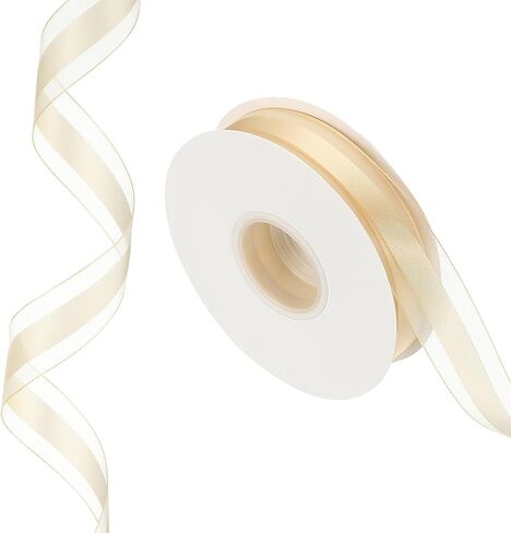 PATIKIL 50 Yards x 1" Organza Chiffon Gold Edge Ribbon, Gold and Purple Candy Satin Striped Sheer Craft Ribbons for Bows Making, Gift Wrapping, Wreath, Birthday Wedding Decoration in Saudi Arabia