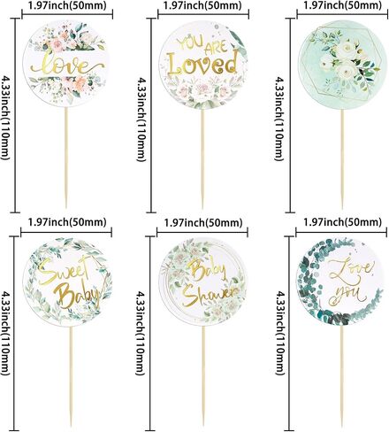 Gyufise 36Pcs Baby Shower Cupcake Toppers Baby Cupcake Toppers Gold Woodland Jungle Safari Theme Cupcakes Decor Gender Reveal Cake Topper Boy Girl Birthday Party Green Leaf Cake Decorations in Saudi Arabia