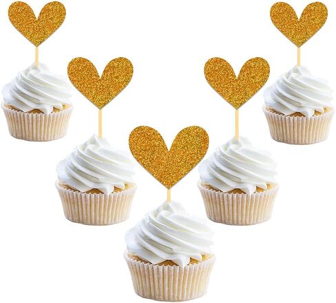 24Pcs Glitter Heart Cupcake Toppers for Valentine's Day Decorations, Mixed Size Heart Valentine's Day Cupcake Toppers for Wedding Bridal Shower Party Decorations (Purple) in Kuwait