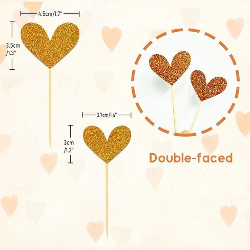 24Pcs Glitter Heart Cupcake Toppers for Valentine's Day Decorations, Mixed Size Heart Valentine's Day Cupcake Toppers for Wedding Bridal Shower Party Decorations (Purple) in Kuwait