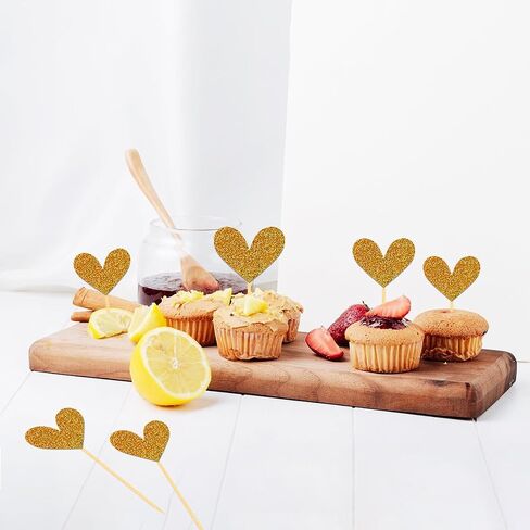 24Pcs Glitter Heart Cupcake Toppers for Valentine's Day Decorations, Mixed Size Heart Valentine's Day Cupcake Toppers for Wedding Bridal Shower Party Decorations (Purple) in Kuwait