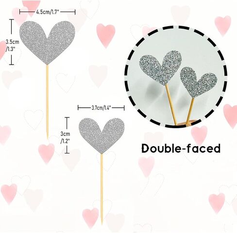 24Pcs Glitter Heart Cupcake Toppers for Valentine's Day Decorations, Mixed Size Heart Valentine's Day Cupcake Toppers for Wedding Bridal Shower Party Decorations (Purple) in Kuwait