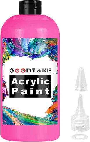 GOODTAKE 12 Colors Acrylic Paint Set with 12 Paint Brushes and Palette - 7 Fl.oz Each Bottle Acrylic Paints - Artists Painting Kit for Canvas Fabric Rock Leather Easter Egg Wood Ceramic Glass in Saudi Arabia