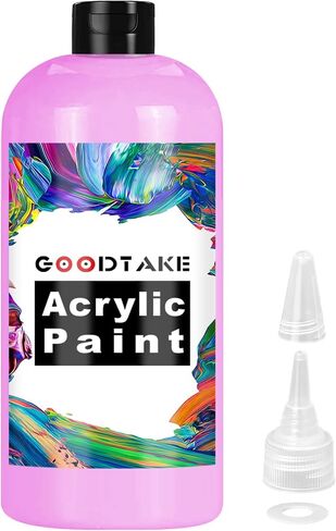 GOODTAKE 12 Colors Acrylic Paint Set with 12 Paint Brushes and Palette - 7 Fl.oz Each Bottle Acrylic Paints - Artists Painting Kit for Canvas Fabric Rock Leather Easter Egg Wood Ceramic Glass in Saudi Arabia