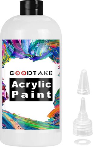 GOODTAKE 12 Colors Acrylic Paint Set with 12 Paint Brushes and Palette - 7 Fl.oz Each Bottle Acrylic Paints - Artists Painting Kit for Canvas Fabric Rock Leather Easter Egg Wood Ceramic Glass in Saudi Arabia