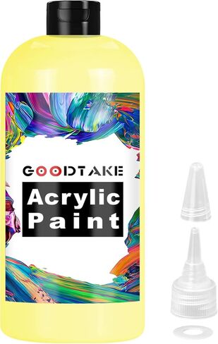 GOODTAKE 12 Colors Acrylic Paint Set with 12 Paint Brushes and Palette - 7 Fl.oz Each Bottle Acrylic Paints - Artists Painting Kit for Canvas Fabric Rock Leather Easter Egg Wood Ceramic Glass in Saudi Arabia