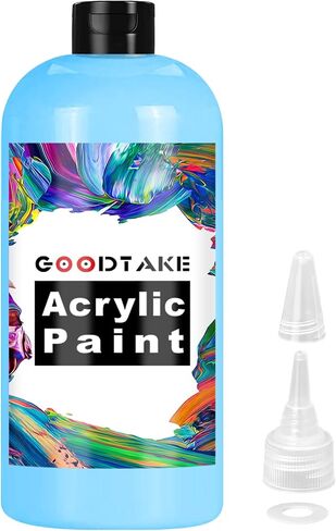 GOODTAKE 12 Colors Acrylic Paint Set with 12 Paint Brushes and Palette - 7 Fl.oz Each Bottle Acrylic Paints - Artists Painting Kit for Canvas Fabric Rock Leather Easter Egg Wood Ceramic Glass in Saudi Arabia