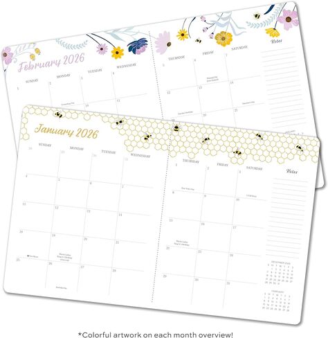 ملاحظة عالية 2026 مخطط شهري لمدة 17 شهرًا: أغسطس 2025 إلى ديسمبر 2026 ، 7.75 "× 9.75" - حديقة النحل in Kuwait