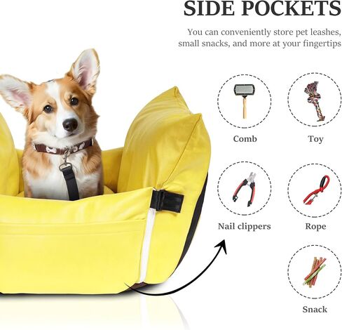 Waterproof Dog Car Seat for Medium Small Dogs Under 60 lbs - Microfibers Versatile Booster Bed Car Seat for Dogs Pet Travel Carrier Bed with Storage Pockets for Home and Auto Orange, 30''x 20''x 16" in Saudi Arabia