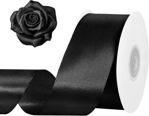 White Ribbon, 1-1/2 inch 30 Yards White Satin Ribbon Valentines Ribbon for Gift Wrapping Flower Bouquet Bow Making Wedding Party Valentine's Day Decorations in Kuwait