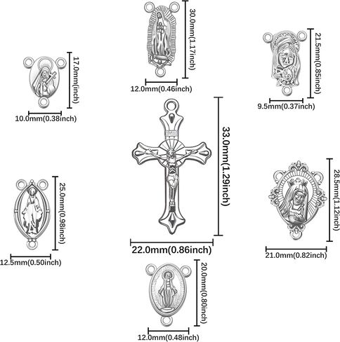 84Pcs/42Sets Alloy Rosary Cross and Center Medal Charms Jesus Our Lady Link Connector Pendant For Diy Rosary Making Kit Supplies in Saudi Arabia
