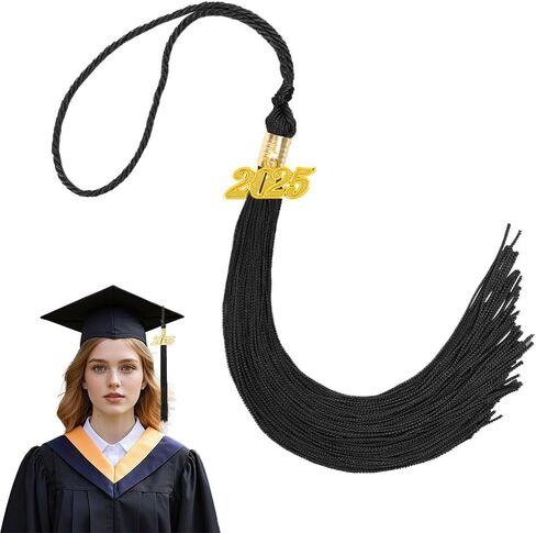 Black with White 2025 Tassel with 2025 Graduation Tassel for Graduation Cap 2025 Tassel Charms for Graduation Cap in Kuwait
