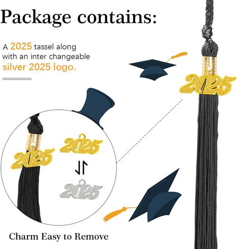 Black with White 2025 Tassel with 2025 Graduation Tassel for Graduation Cap 2025 Tassel Charms for Graduation Cap in Kuwait