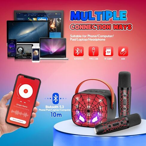 Unicorn Mini Karaoke Machine Toys: Kids Toys Girls Birthday Gifts Age 3-12+ LED Portable Bluetooth Speaker with 2 Wireless Microphone Gift Toy for 4 5 6 7 8 9 Years Old Girl Boy Kid Adult in Kuwait