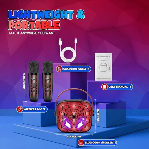 Unicorn Mini Karaoke Machine Toys: Kids Toys Girls Birthday Gifts Age 3-12+ LED Portable Bluetooth Speaker with 2 Wireless Microphone Gift Toy for 4 5 6 7 8 9 Years Old Girl Boy Kid Adult in Kuwait