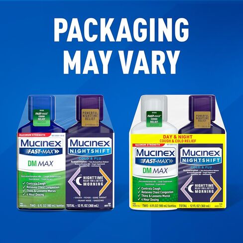 Mucinex Nightshift Cold & Flu Liquid That Relieves Fever/Sneezing/Sore Throat/Runny Nose and Cough, 6 Fl Oz (Pack of 1) in Saudi Arabia