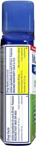 Mucinex Nightshift Cold & Flu Liquid That Relieves Fever/Sneezing/Sore Throat/Runny Nose and Cough, 6 Fl Oz (Pack of 1) in Saudi Arabia