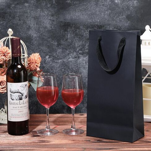 Yeaqee 50 Pack Wine Bags for Wine Double Bottles Gifts Carriers 6.6x3.6x13.8 Craft Bottle Bags Bulk with Handles Reusable Paper Tumbler Carriers, Liquor Christmas Gift Pocket with Handle(Brown) in Saudi Arabia