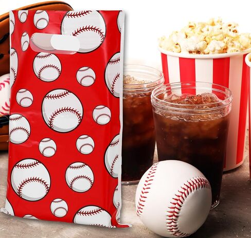 Whaline 72Pcs Baseball Party Favor Bags Red White Ball Treat Bags Plastic Goodie Candy Bags for Kids Birthday Sport Event Party Gift Wrapping Supplies in Saudi Arabia