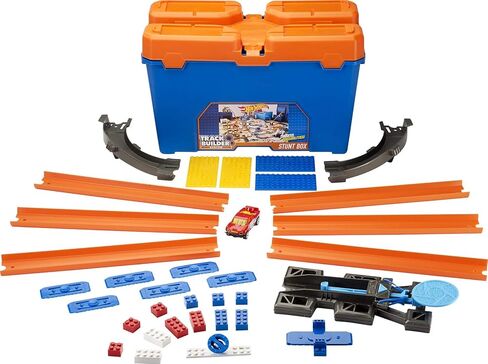 مجموعة مسار سيارة Hot Wheels ، مسار Builder Multi Loop Box Playset & 1:64 Scale Car ، 10 أقدام من المكونات والموصلات لإنشاء عمليات التصميم والتخزين in Saudi Arabia