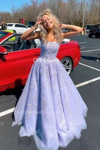 CWOAPO Spaghetti Straps Long Prom Dresses for Teens 2024 Lace Appliques Tulle Ball Gown Prom Dress with Pockets Wedding in Saudi Arabia