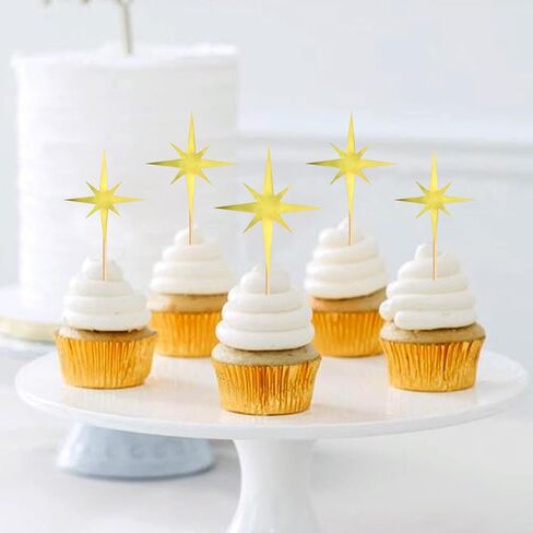 30PCS Star Cupcake Toppers Little Star Twinkle Cupcake Picks Engagement Bridal Baby Shower Wedding Birthday Party Cake Decorations Supplies Blue in Kuwait