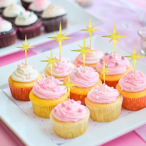 30PCS Star Cupcake Toppers Little Star Twinkle Cupcake Picks Engagement Bridal Baby Shower Wedding Birthday Party Cake Decorations Supplies Blue in Kuwait