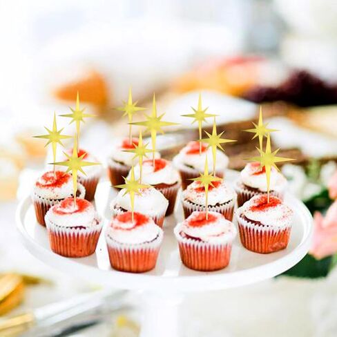 30PCS Star Cupcake Toppers Little Star Twinkle Cupcake Picks Engagement Bridal Baby Shower Wedding Birthday Party Cake Decorations Supplies Blue in Kuwait