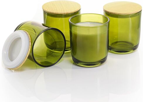 Aroparc Candle Jars for Candle Making 10oz U Shape Base Tumbler Jars for Candle DIY, Bulk Candle Jars 12 Jars+12 Metal Lids - Green in Kuwait