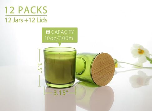 Aroparc Candle Jars for Candle Making 10oz U Shape Base Tumbler Jars for Candle DIY, Bulk Candle Jars 12 Jars+12 Metal Lids - Green in Kuwait