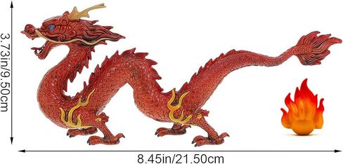 Gemini&Genius Chinese Dragon Toys, Dragon Action Figures, Standing Dragon Animal Figureine, Toy Gifts or Ornament for Decoration, Collection, Kids Play Toys (Red) in Saudi Arabia