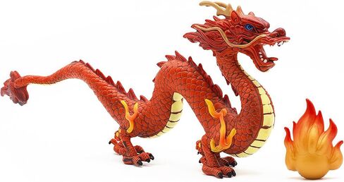 Gemini&Genius Chinese Dragon Toys, Dragon Action Figures, Standing Dragon Animal Figureine, Toy Gifts or Ornament for Decoration, Collection, Kids Play Toys (Red) in Saudi Arabia