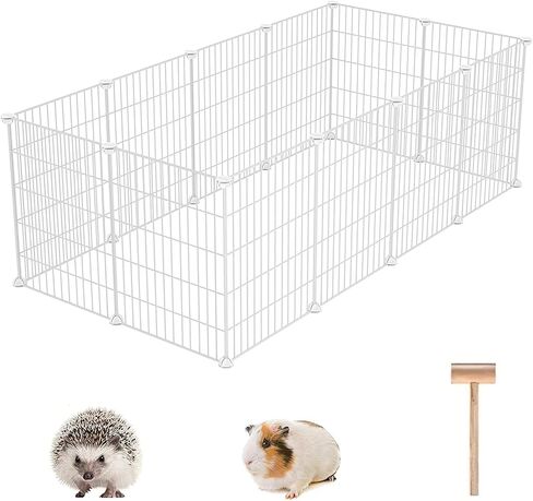 C&AHOME Pet Playpen, Small Animals Supplies, 12 Panels Exercise Playpens Cage, C Grids Portable Yard Fence Indoor, Ideal for Guinea Pigs, Puppy Pet Products, DIY Metal Playpens, 12" × 15" Black in Kuwait