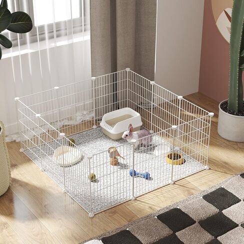 C&AHOME Pet Playpen, Small Animals Supplies, 12 Panels Exercise Playpens Cage, C Grids Portable Yard Fence Indoor, Ideal for Guinea Pigs, Puppy Pet Products, DIY Metal Playpens, 12" × 15" Black in Kuwait