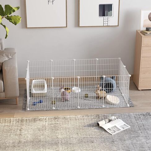 C&AHOME Pet Playpen, Small Animals Supplies, 12 Panels Exercise Playpens Cage, C Grids Portable Yard Fence Indoor, Ideal for Guinea Pigs, Puppy Pet Products, DIY Metal Playpens, 12" × 15" Black in Kuwait
