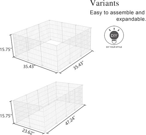 C&AHOME Pet Playpen, Small Animals Supplies, 12 Panels Exercise Playpens Cage, C Grids Portable Yard Fence Indoor, Ideal for Guinea Pigs, Puppy Pet Products, DIY Metal Playpens, 12" × 15" Black in Kuwait