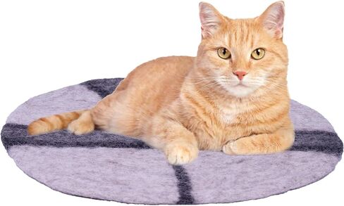 Cat Bed Mat Natural Merino Wool Cozy Large Carpet Pad for Pet Cats Kitty Small Dog House Warm Organic Sheep Wool Scratch Floor Mats Rug Bedding (Aqua Red, Large) in Kuwait
