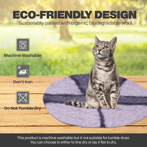 Cat Bed Mat Natural Merino Wool Cozy Large Carpet Pad for Pet Cats Kitty Small Dog House Warm Organic Sheep Wool Scratch Floor Mats Rug Bedding (Aqua Red, Large) in Kuwait