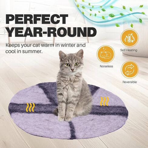 Cat Bed Mat Natural Merino Wool Cozy Large Carpet Pad for Pet Cats Kitty Small Dog House Warm Organic Sheep Wool Scratch Floor Mats Rug Bedding (Aqua Red, Large) in Kuwait