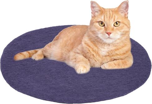 Cat Bed Mat Natural Merino Wool Cozy Large Carpet Pad for Pet Cats Kitty Small Dog House Warm Organic Sheep Wool Scratch Floor Mats Rug Bedding (Aqua Red, Large) in Kuwait