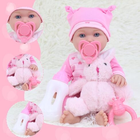 ZITA ELEMENT 12 Inch Baby Doll with Accessories for Baby Doll Reborn Includes Carrier Bassinet Bed, Pacifier, Blanket, Pillow, Feeding Set, New Born Baby Doll Playset for Toddlers 3 Ages and Up in Kuwait