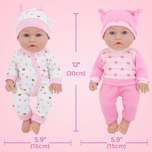 ZITA ELEMENT 12 Inch Baby Doll with Accessories for Baby Doll Reborn Includes Carrier Bassinet Bed, Pacifier, Blanket, Pillow, Feeding Set, New Born Baby Doll Playset for Toddlers 3 Ages and Up in Kuwait