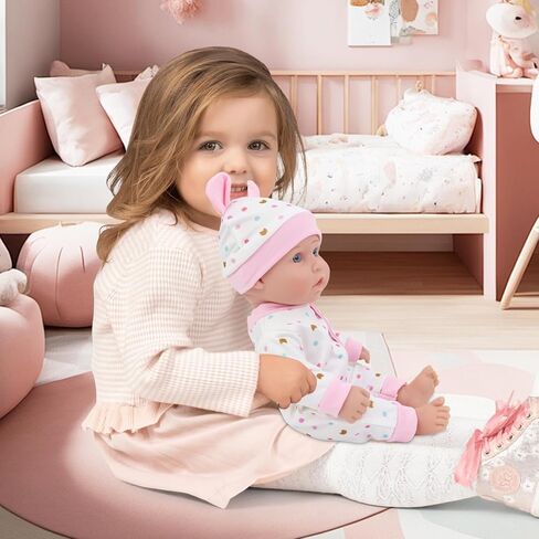 ZITA ELEMENT 12 Inch Baby Doll with Accessories for Baby Doll Reborn Includes Carrier Bassinet Bed, Pacifier, Blanket, Pillow, Feeding Set, New Born Baby Doll Playset for Toddlers 3 Ages and Up in Kuwait