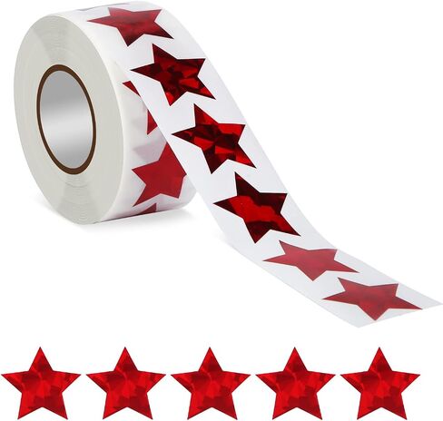 500Pcs Small Star Stickers, 1.5inch Self Adhesive Star Stickers Foil Star Stickers Incentive Reward Stickers Star Stickers for Kids School Office (Red) in Saudi Arabia