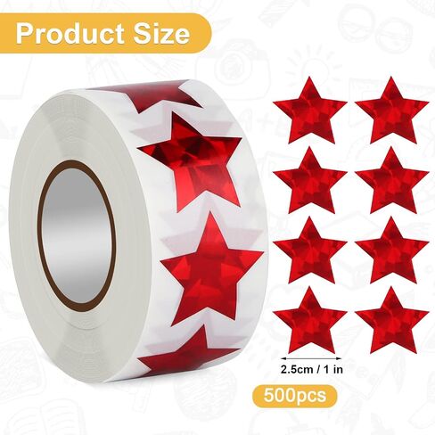 500Pcs Small Star Stickers, 1.5inch Self Adhesive Star Stickers Foil Star Stickers Incentive Reward Stickers Star Stickers for Kids School Office (Red) in Saudi Arabia