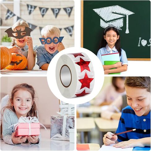 500Pcs Small Star Stickers, 1.5inch Self Adhesive Star Stickers Foil Star Stickers Incentive Reward Stickers Star Stickers for Kids School Office (Red) in Saudi Arabia